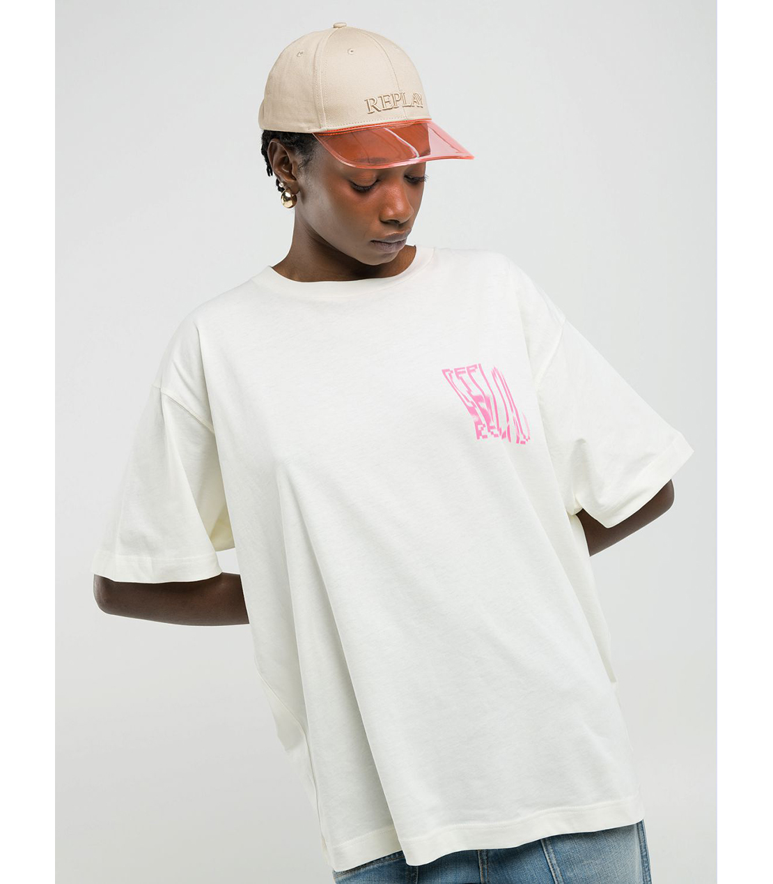 ボーイフィットコットンジャージーレタリングプリントTシャツ 詳細画像 バターホワイト 2